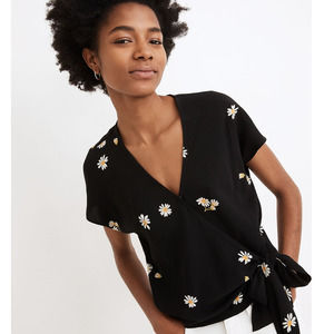 Madewell Sash-Tie Wrap Top in Lazy Daisies Size Large